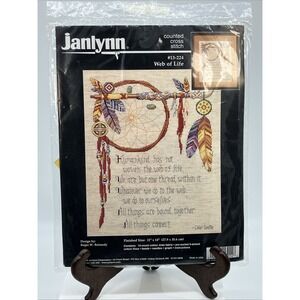Vtg Janlynn Counted Cross Stitch Kit 1996 Web of Life 13-224 New Native American